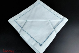  Napkin set -Plain blue with French jour embroidery